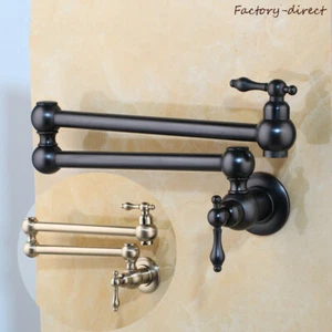 Grifo mezclador de fregadero de cocina giratorio níquel cepillado/negro montaje en pared - Imagen 1 de 13