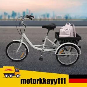 20" Dreirad für Erwachsene 8 Gang Lastenfahrrad Seniorenrad Mit Einkaufskorb DHL - Bild 1 von 24