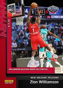 2019-20 PANINI INSTANT NBA #134 ZION WILLIAMSON (RC) DELIVERS DOWN THE STRETCH - Picture 1 of 2