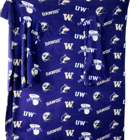 Vintage UW University of Washington Huskies Stadium Blanket Poncho Fleece 69x57 Cover