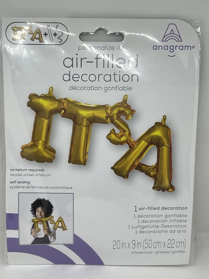 Anagram Word It’s A Gold Shower Foil Decorative Balloon Party 20”x9” - Image 1 of 4