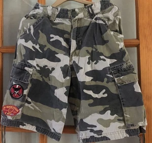 Vtg Y2K JNCO JEANS Camo Cargo Shorts Marine Logo Rare Baggy Youth Sz 14 (27x11) - Picture 1 of 7