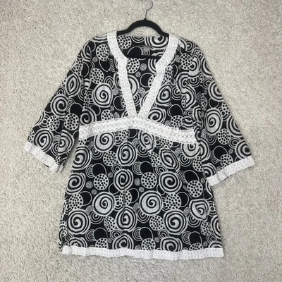 Peppermint Bay Tunic Womens XL Swirl Boho Crochet Trim Top Swim Cover Up - Image 1 of 4