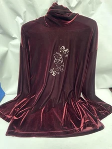 Disney Maroon Velour dolcevita winnie the pooh 1x - Foto 1 di 3