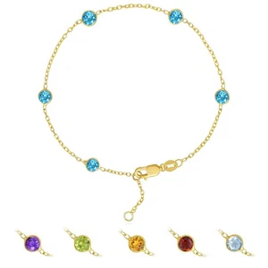 Echt 14K Gold Station Edelstein verstellbar Armband 6,5" -7" - Bild 1 von 15