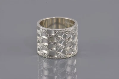 Anillo Milor Plata Esterlina Diamante Muescas en Polvo Puño Banda 10g Italia 925 Talla: 6 Foto 1 de 4