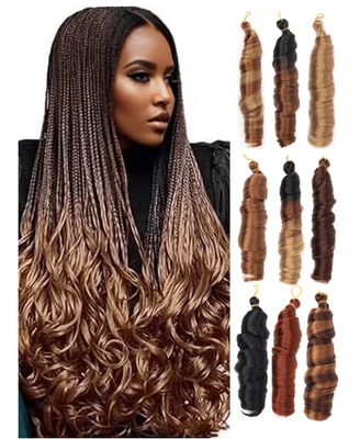 French Curls Braiding Hair Extensions Synthetic Hair Loose Wave Spiral Curl - Image 1 of 2