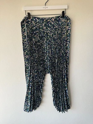 new H&M HM h m Rokh Hwang 18 46 14 large skirt Floral Print Pleated Skirt womens - Image 1 of 3