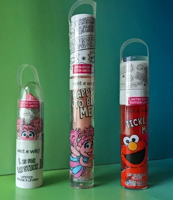 Set of 3 Sesame Street Lipstick + Gloss + Tingle Wet n Wild Limited Edition - Image 1 of 4