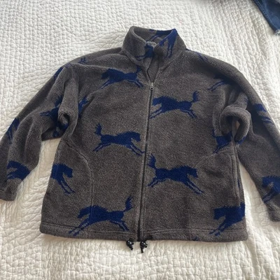 Chaqueta polar vintage de los 90 con estampado de caballo para correr ecuestre occidental hecha en EE. UU. L Foto 1 de 4
