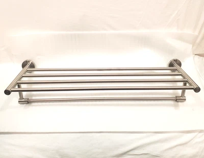 Новый стеллаж для полотенец для ванной с планкой полотенца 23 дюйма настенное крепление полка атласный никель новый в коробке - Изображение 1 из 4