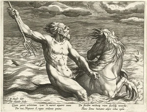Water Personified by the God Neptune by Johann Sadeler A2+ Canvas Print - Bild 1 von 1