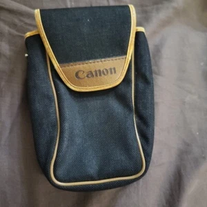 Vintage Canon Black Brown Vinyl Belt Loop Carrying Case for Compact Camera Japan - Picture 1 of 3
