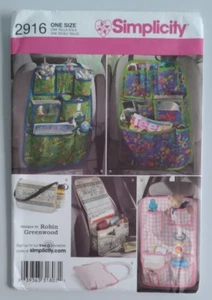 SIMPLICITY #2916 TAKE ALONG OVER THE SEAT CAR ORGANIZERS AND BAG PATTERN -Cut - Picture 1 of 4
