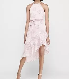 Neu mit Etikett $ 79,50 Express gepunktetes rosa/weiß ärmelloses Midikleid Größe XL - Bild 1 von 4