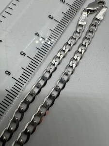 Panzerkette Gliederarmband 9 kt Weißgold 3,7 mm 7,5 Zoll/19 cm (0427) - Bild 1 von 4