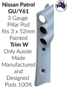 3 Gauge Pillar pod to suit Y61 GU Patrol with 3 x 52 mm Painted Trim Code W - Picture 1 of 3