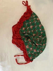 Handmade Christmas Adult Bonnet Vintage One Size Green Multi Red Trim - Picture 1 of 5