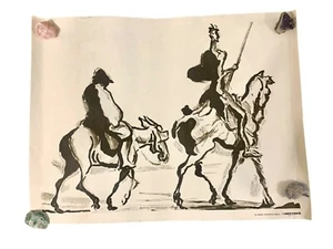 Don Quijote & Sancho 19. Jh. Lithographie von Lambert Honore Daumier Kunstwerk LESEN - Bild 1 von 9
