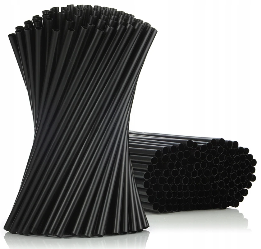 PAPSTAR Strohhalme Plastik 500 Stk. wiederverwendbare 22cm x 7mm Schwarz Mehrweg