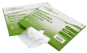 100 Disposable Gloves Clear Polythene Embossed Food Catering Large Size - Picture 1 of 3