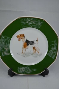 HERMES GREEN FOX TERRIER DOG 21 CM PLATE - Picture 1 of 7