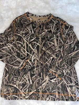 mossy oak large camo long sleeve shirt unisex 3 button front - Image 1 of 3