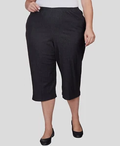 Alfred Dunner Women's Black Classic Relaxed Fit Denim Capri Pant Plus Size 18W - Picture 1 of 1