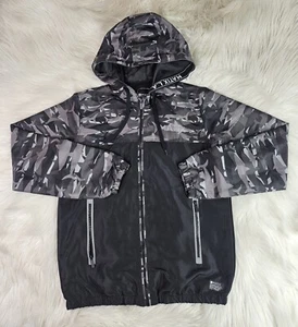 Matix Gray Black Fish Shark Print Hooded Windbreaker Jacket (S) ๐ฆ NWOT - Picture 1 of 9