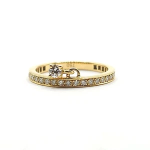 Alliance or jaune 18 carats sertie de diamants naturels, T53, Poids : 2.4 g - Picture 1 of 5