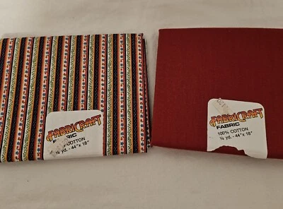 Frabricraft Fabric 2 Half Yard Matching 1 Solid 1 Calico Stripe - Image 1 of 3