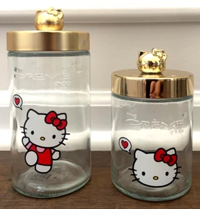 Set di 2~The Creme Shop Sanrio Hello Kitty Set/Coperchi Barattoli in Vetro Riutilizzabili, Vuoti - Foto 1 di 5