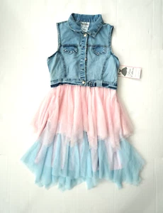 Rare Editions Girls Sleeveless Denim Tutu Bottom Unicorn Party Dress Size 14 - Picture 1 of 9