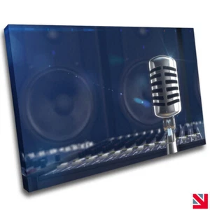 MUSIC MICROPHONE CANVAS Wall Art Picture Print - Picture 1 of 3