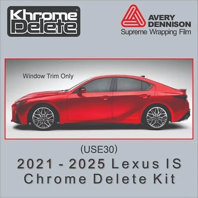 Chrome Delete Vinyl Wrap fitting the 2021-2025 Lexus IS (USE30) Glossy Black - Image 1 of 4