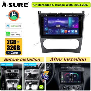 2+32GB Android 14 Autoradio Carplay GPS Navi für Mercedes Benz C CLC Klasse W203 - Bild 1 von 15
