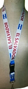 El Salvador flag lanyard with clip for keys or id badges reversible - Picture 1 of 4