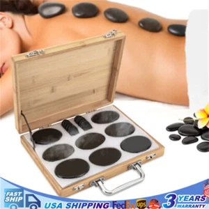 16Pcs Hot Massage Stone Basalt Stone Set Rock SPA Massage Heating Box Heater Kit - Picture 1 of 14