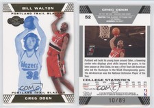 2007-08 Topps Co-Signers Gold Blue /89 Greg Oden Bill Walton #52.1 Rookie RC HOF