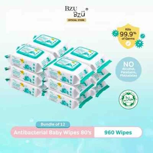 BZU BZU NEW Anti Bacterial Baby Wipes (80 pcs x 12) - Picture 1 of 7