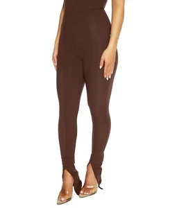 Leggings nudi guardaroba vita alta skinny strappati e spacchi taglia XS cioccolato - Foto 1 di 1