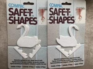 2 Compac Safe-T-Shapes White Swan Non-Slip Safety Stickers Appliques Tub Shower - Picture 1 of 2
