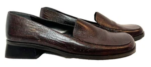 Vintage Enzo Angiolini Burgundy Leather Loafers Faux Lizard Very Nice Size 11 M - Picture 1 of 10