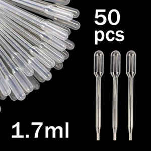 1.7ML CapacityMini Plastic Transfer Pipettes, Oil, Paint, Eye Dropper Pack of 50 - Picture 1 of 12