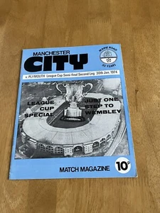 Manchester City v Plymouth Argyle League Cup semifinale programma seconda tappa 1974 - Foto 1 di 2