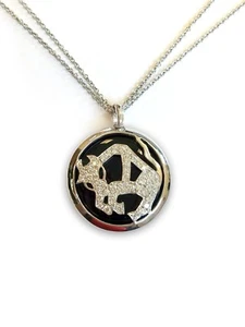 Luca Carati Zodíaco Taurus 18k Oro Blanco / Onix / Diamantes Colgante Nuevo! - Imagen 1 de 6