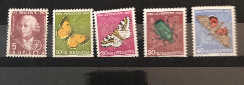Switzerland Set B267-271 Semi Postal Mint Never Hinged  Butterflies Euler - Image 1 of 1