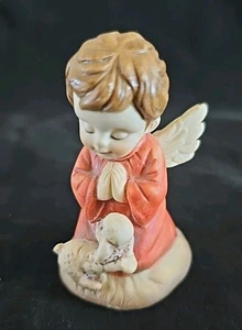Angel Boy vintage con caniche cachorro? Estatuilla Cerámica Arte Creativo Flores Años 70 - Imagen 1 de 6