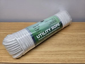 NUEVA cuerda blanca 150 pies x1/4" (7 mm) 250 lb fuerte cuerda utilitaria premium de TECEUM - Imagen 1 de 5