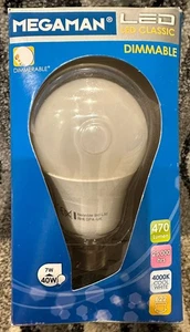 Megaman Classic 8.8W B22 4000K 470 LUMEN COOL White LED Light Bulb DIMMABLE - Picture 1 of 2